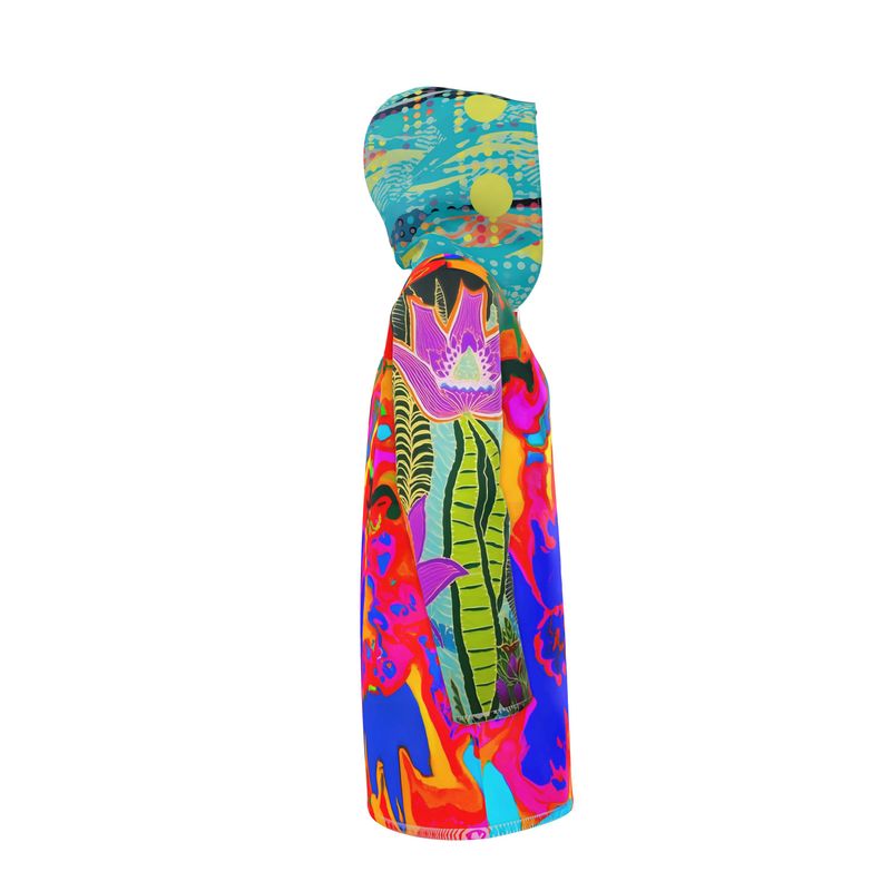 Tropical Lotus Blaze Womens Hooded Rain Jacket
