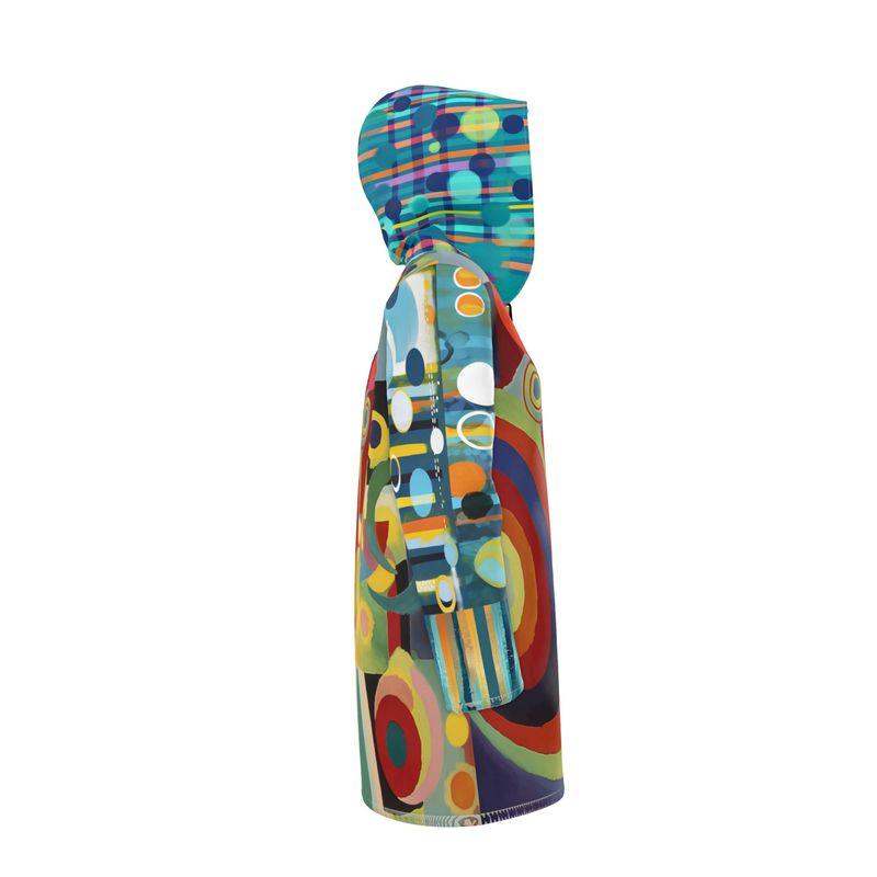 Abstract Orbit Stripe Womens Hooded Rain Jacket