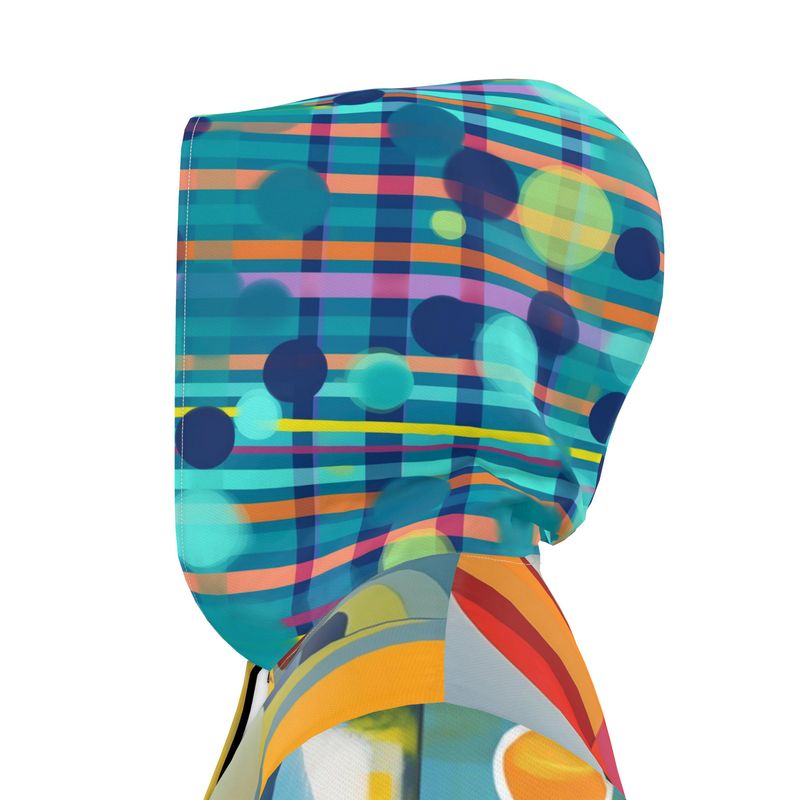Abstract Orbit Stripe Womens Hooded Rain Jacket