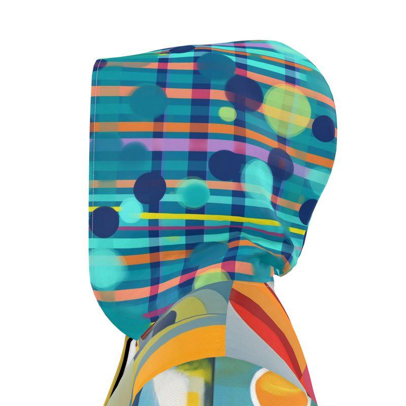 Abstract Orbit Stripe Womens Hooded Rain Jacket