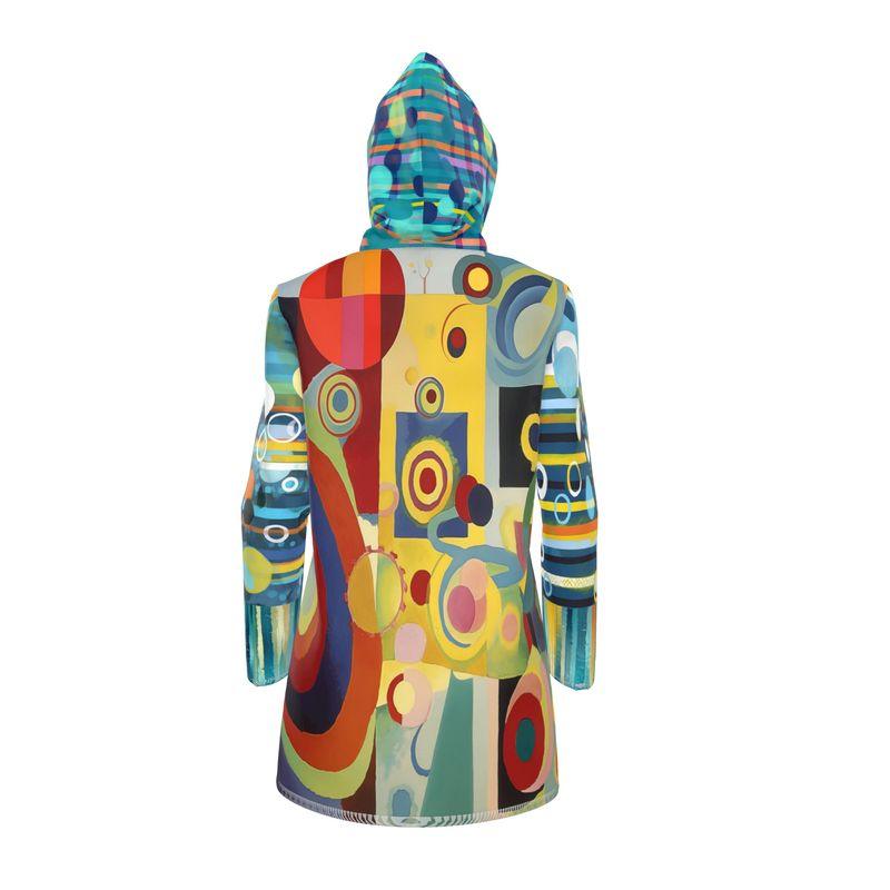 Abstract Orbit Stripe Womens Hooded Rain Jacket