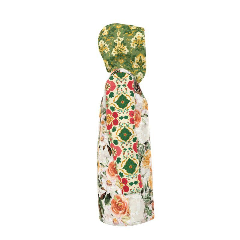 Tangerine Blossom Rose Womens Hooded Rain Jacket