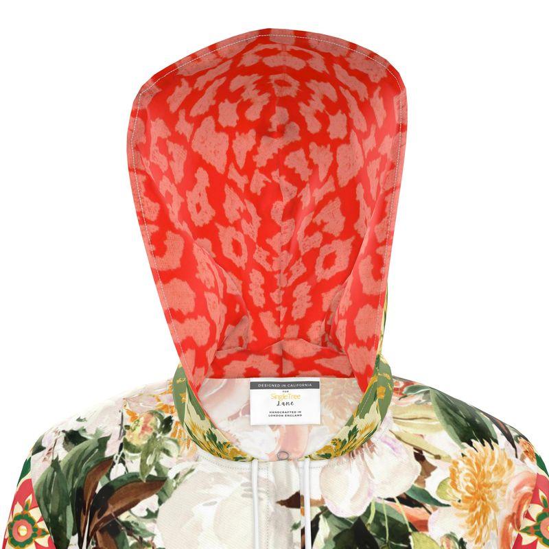 Tangerine Blossom Rose Womens Hooded Rain Jacket