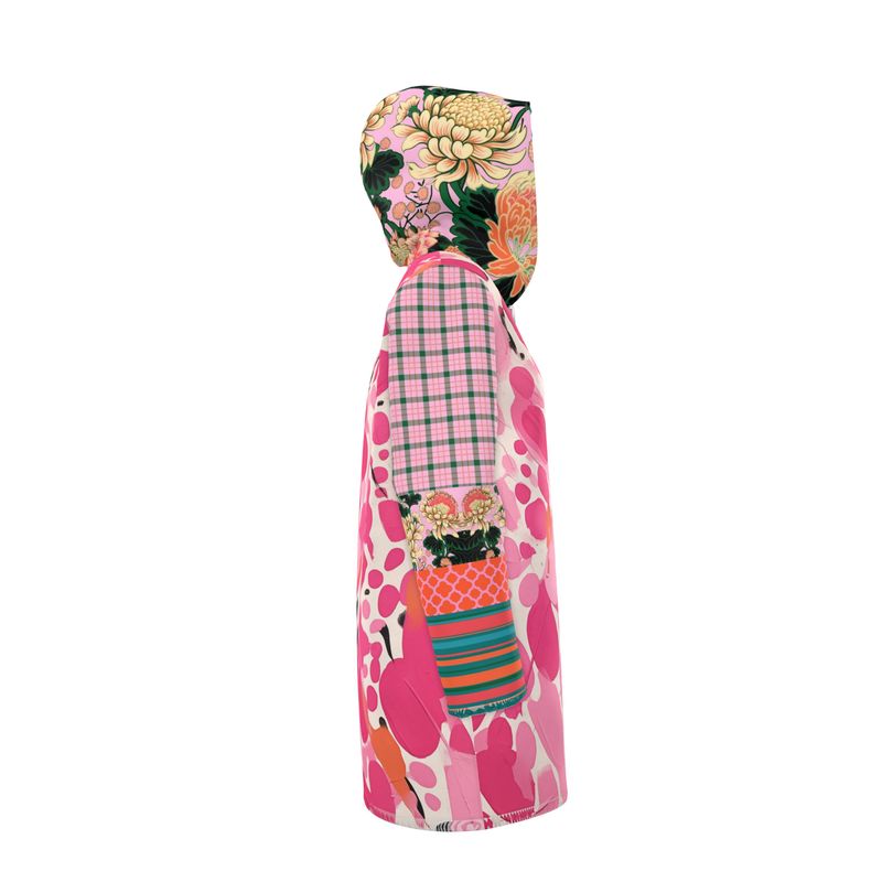 Pink Confetti Pebble Garden Plaid Womens Hooded Rain Jacket