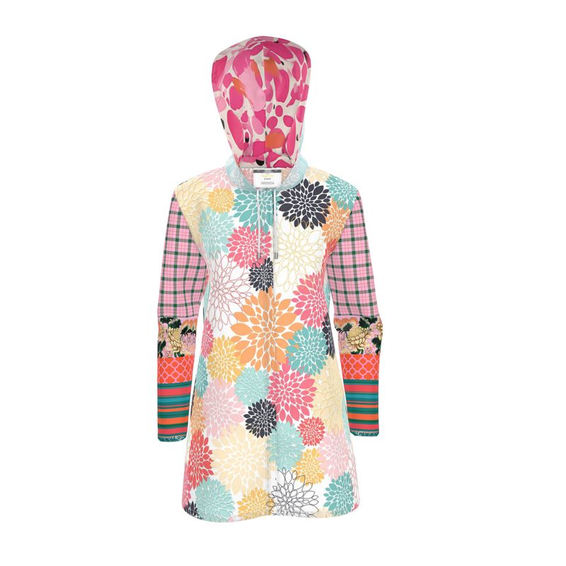 Mums the Word in Floral Plaid Womens Hooded Rain Jacket