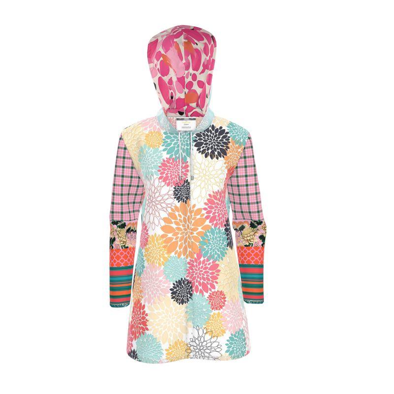 Mums the Word in Floral Plaid Womens Hooded Rain Jacket