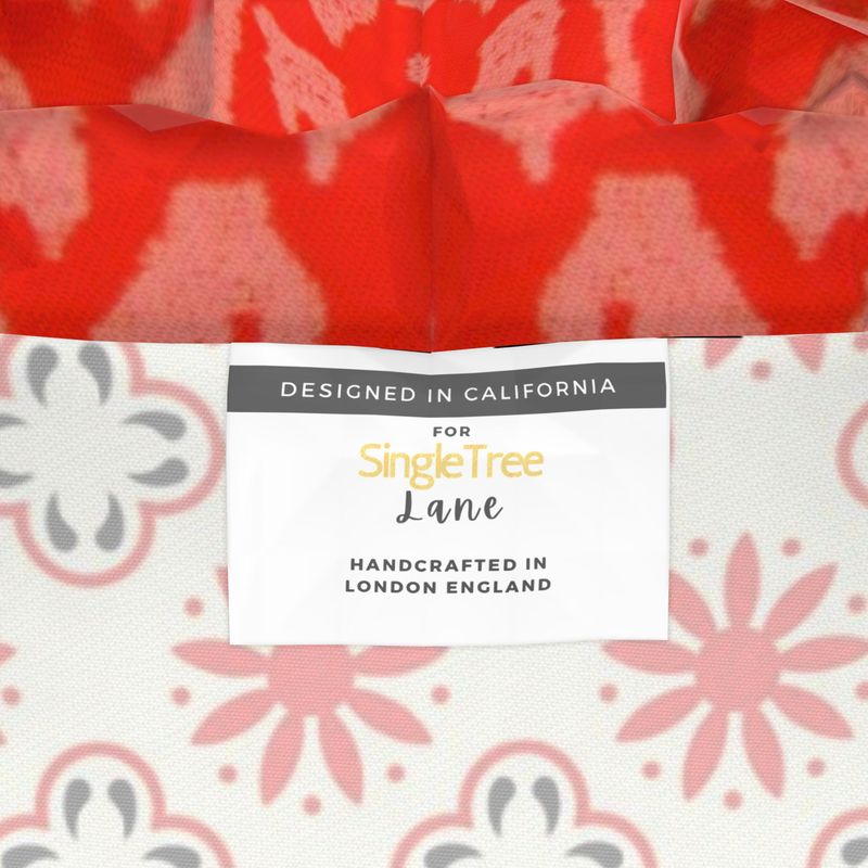 Red Gingham Flower Market Womens Hooded Rain Jacket