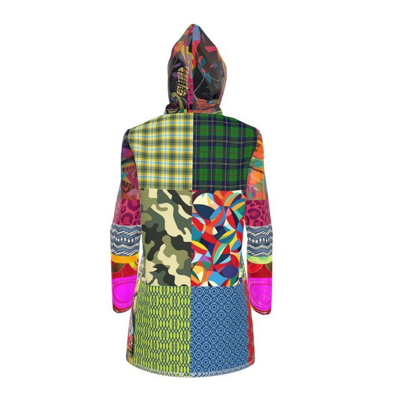 Kaleidoscope Camo Patchwork Womens Hooded Rain Jacket