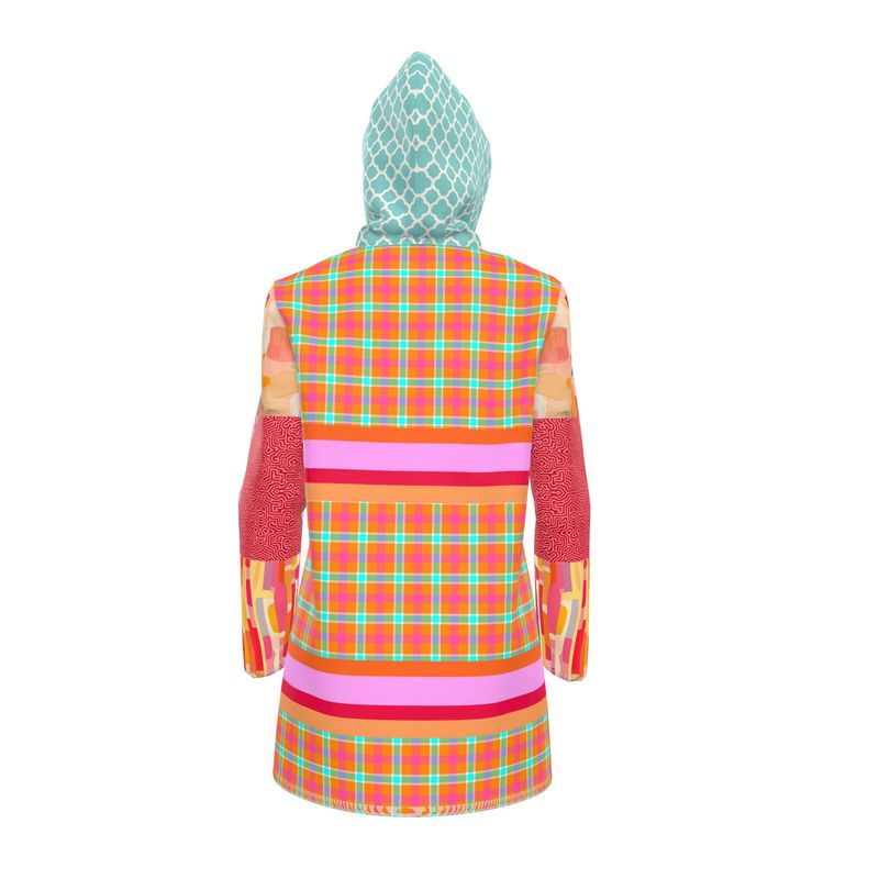 Fiesta Plaid Patchwork Womens Hooded Rain Jacket