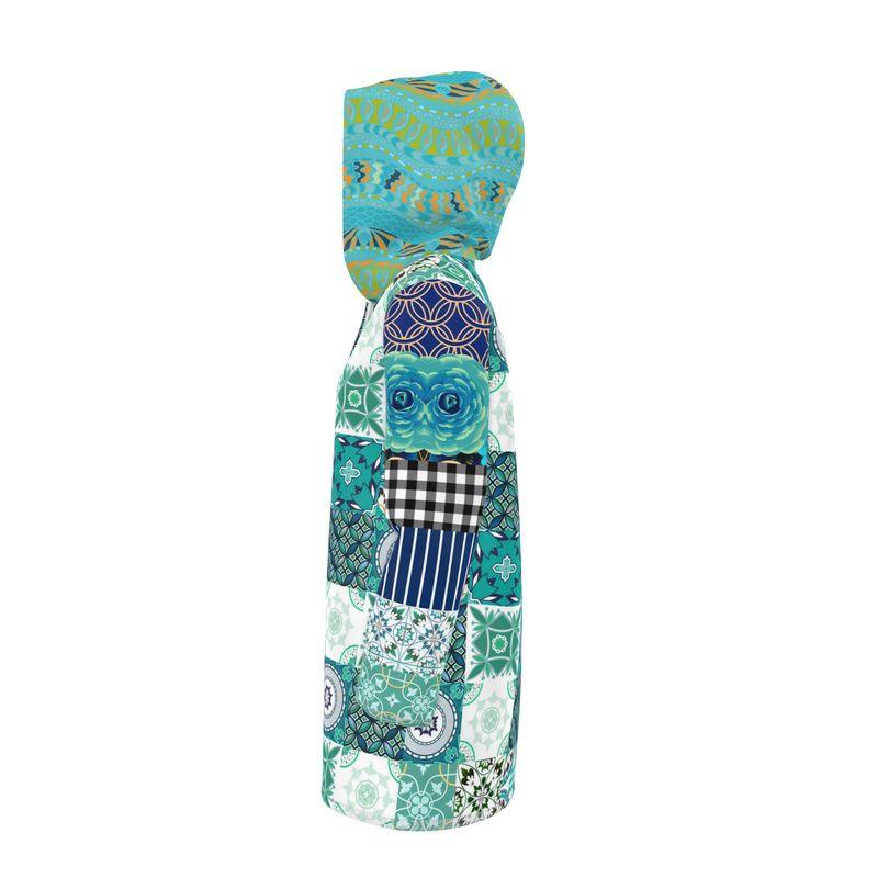 Aqua Mediterranean Mosaic Tile Womens Hooded Rain Jacket