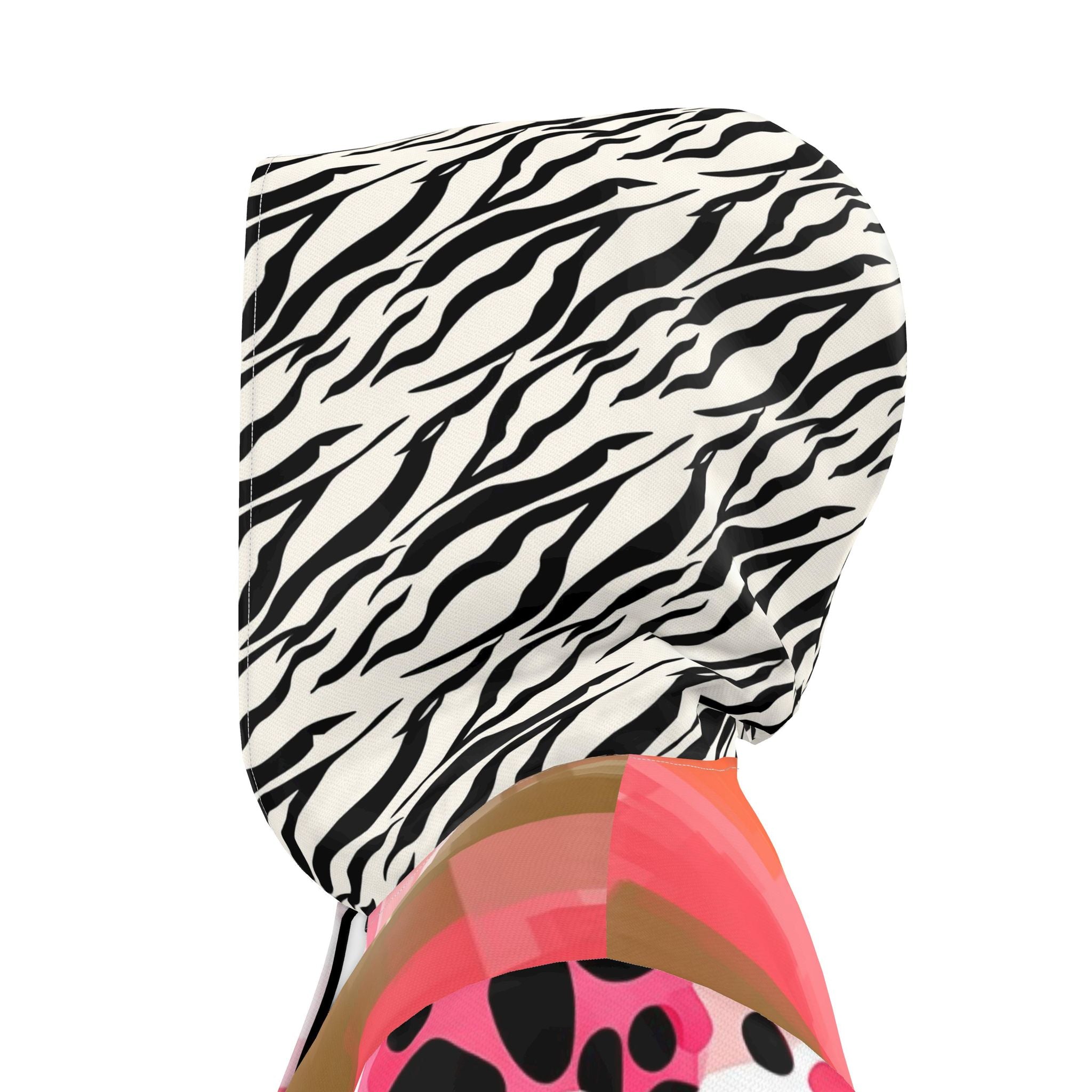 Pink Pixel Zebra Safari Womens Hooded Rain Jacket