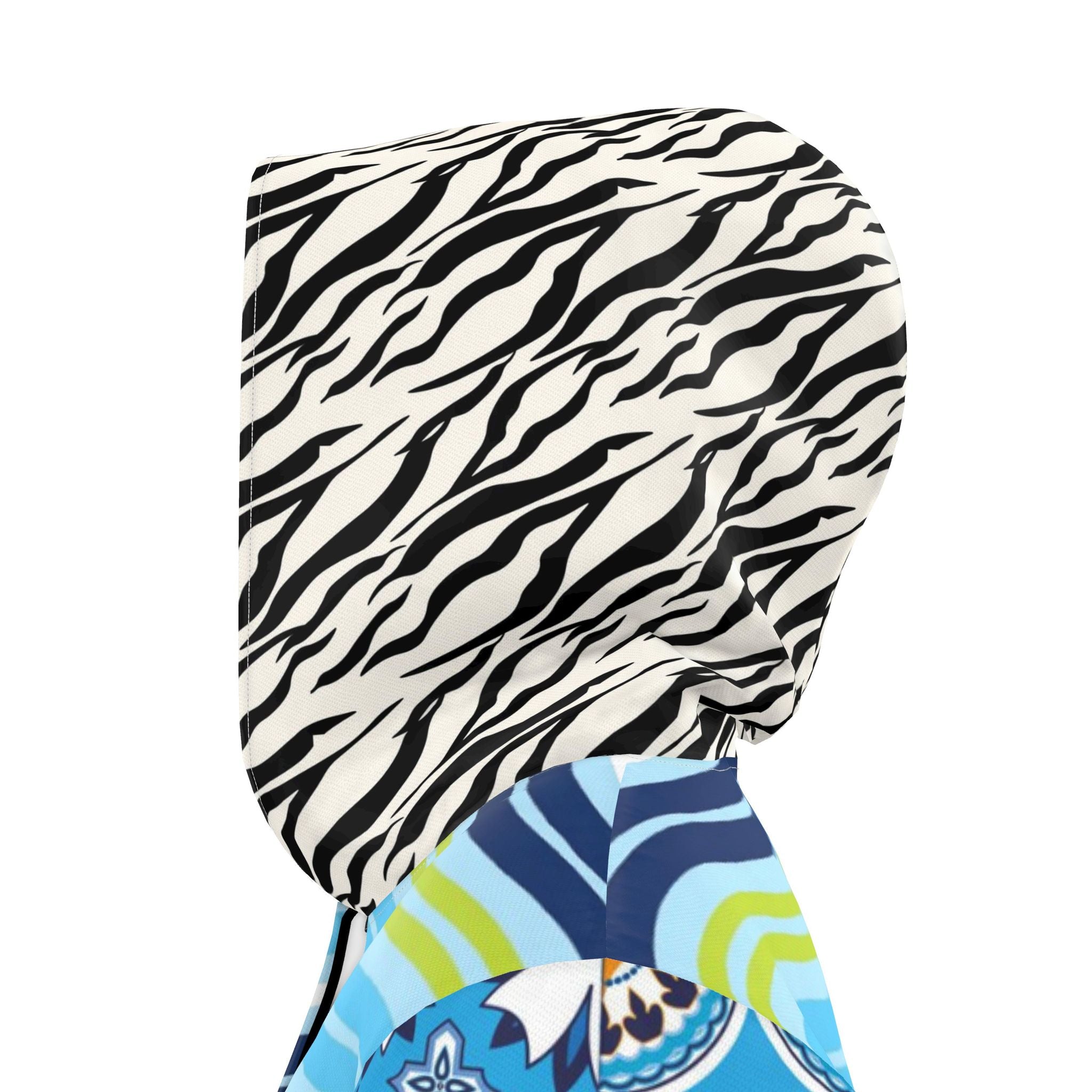 Aqua Riviera Mosaic Stripe Womens Hooded Rain Jacket