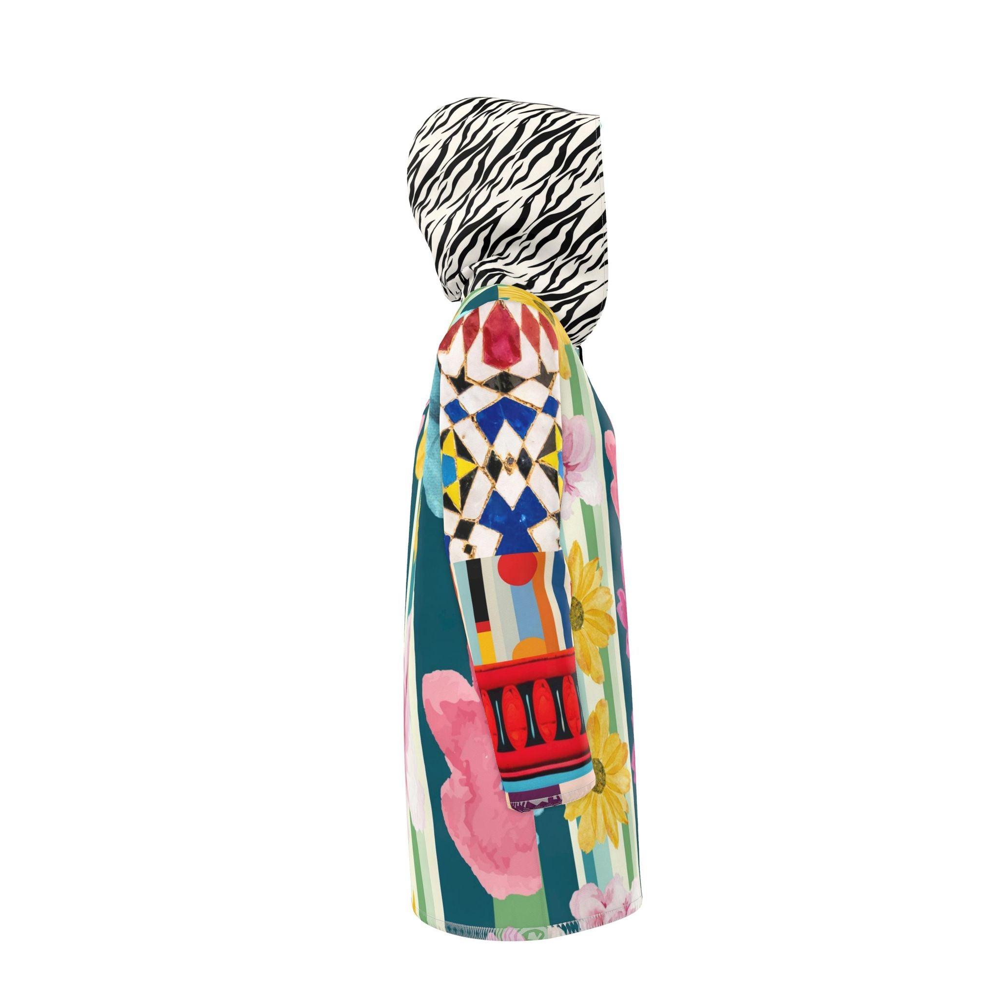 Wildflower Mosaic Remix Womens Hooded Rain Jacket