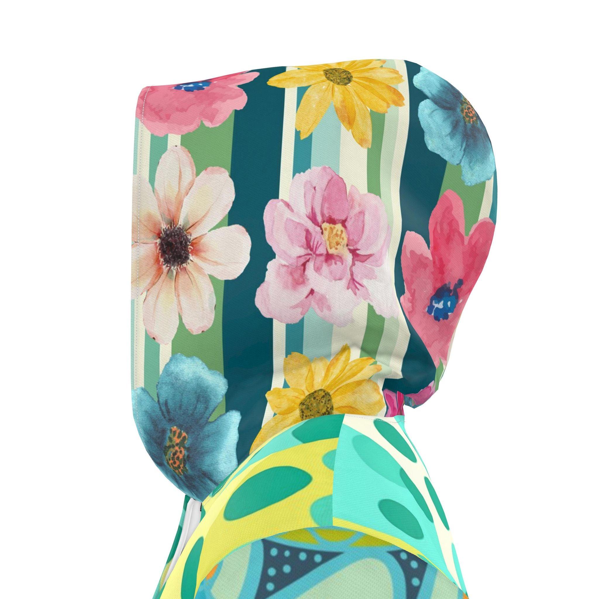 Lime Bubble Lagoon Mosaic Womens Hooded Rain Jacket
