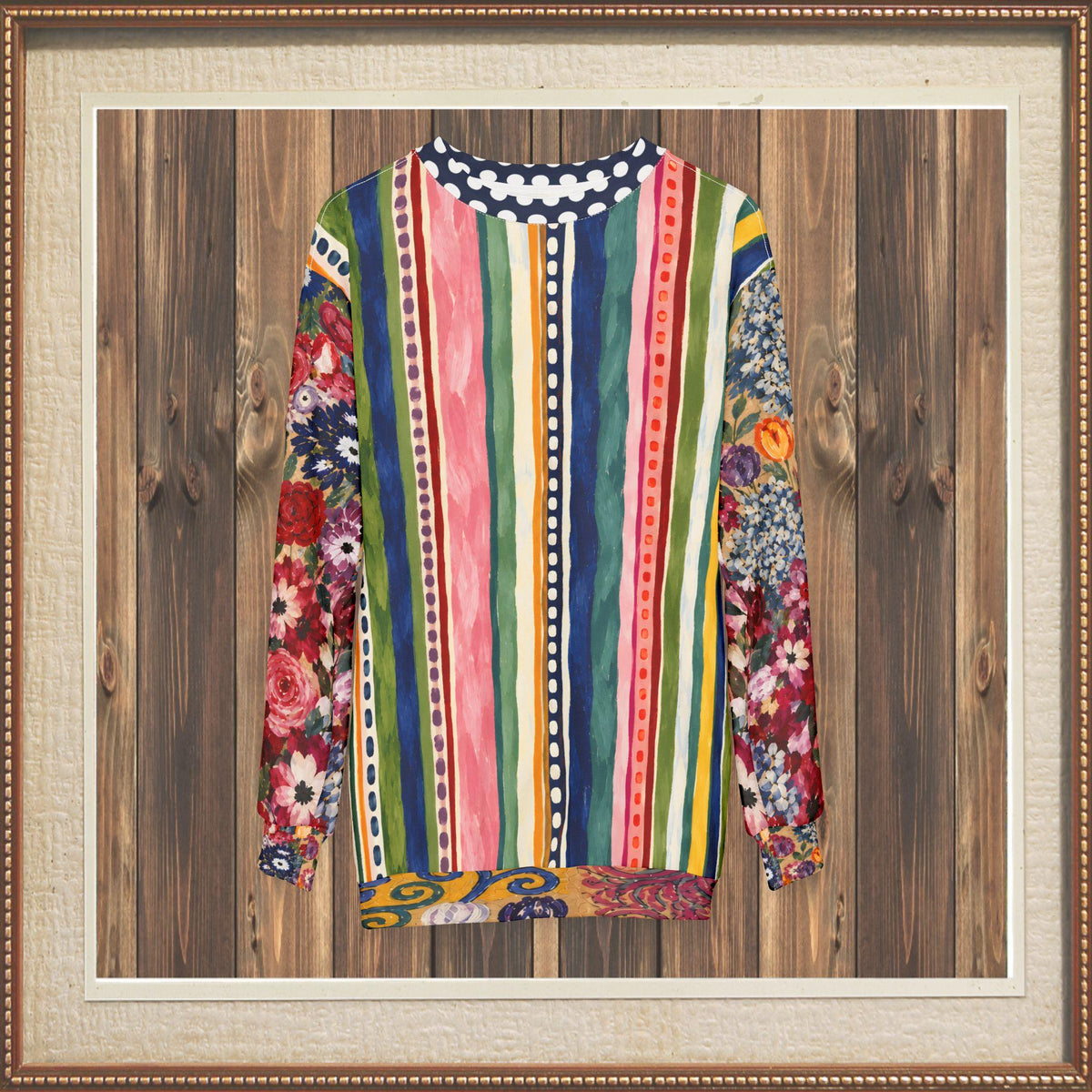 Bloom & Brush Floral Stripe Unisex Sweatshirt (Gold Label)