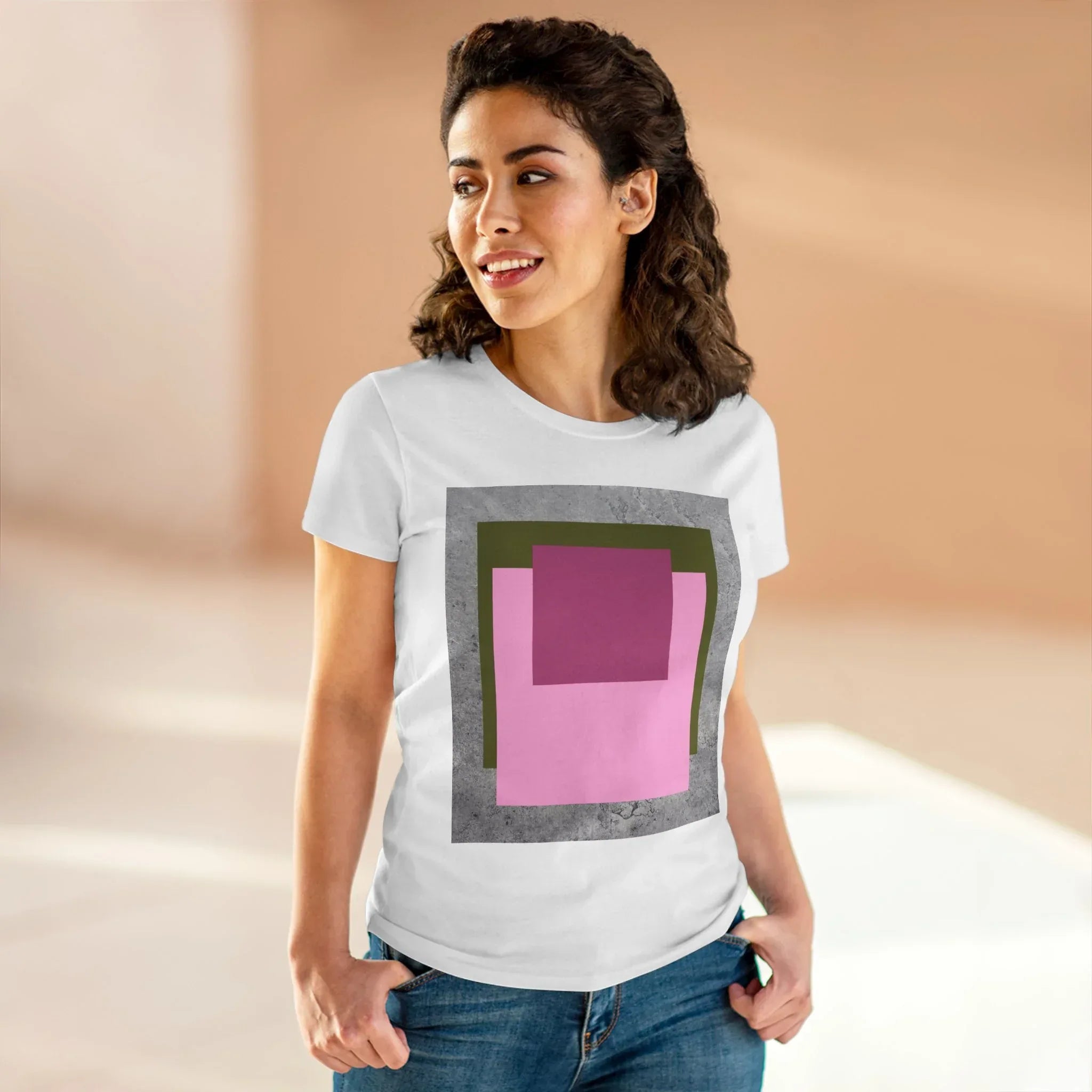 T-Shirt - Pink Rose Granny Quadruple Square Women&