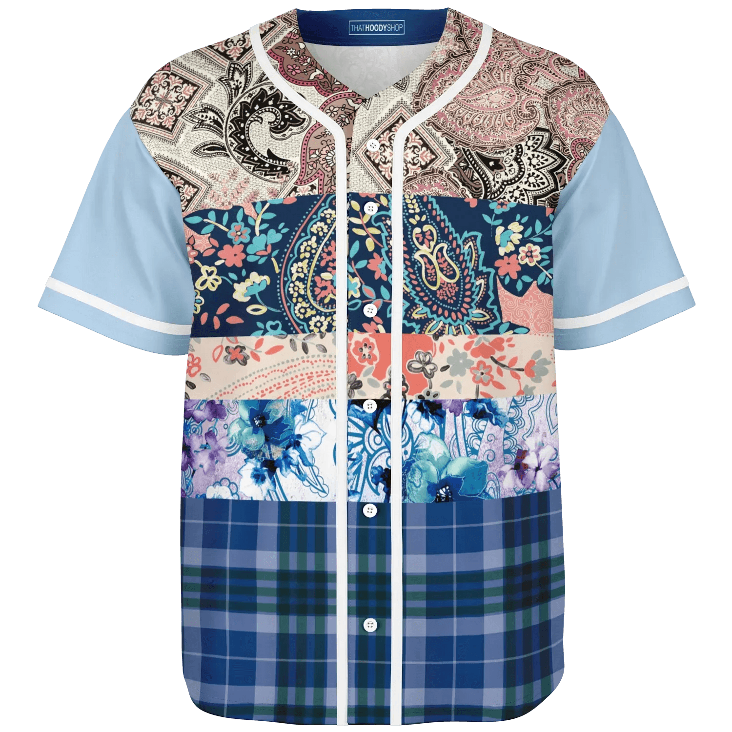 Dolores Park Paisley Print Short Sleeve Eco-Poly Baseball Jersey
