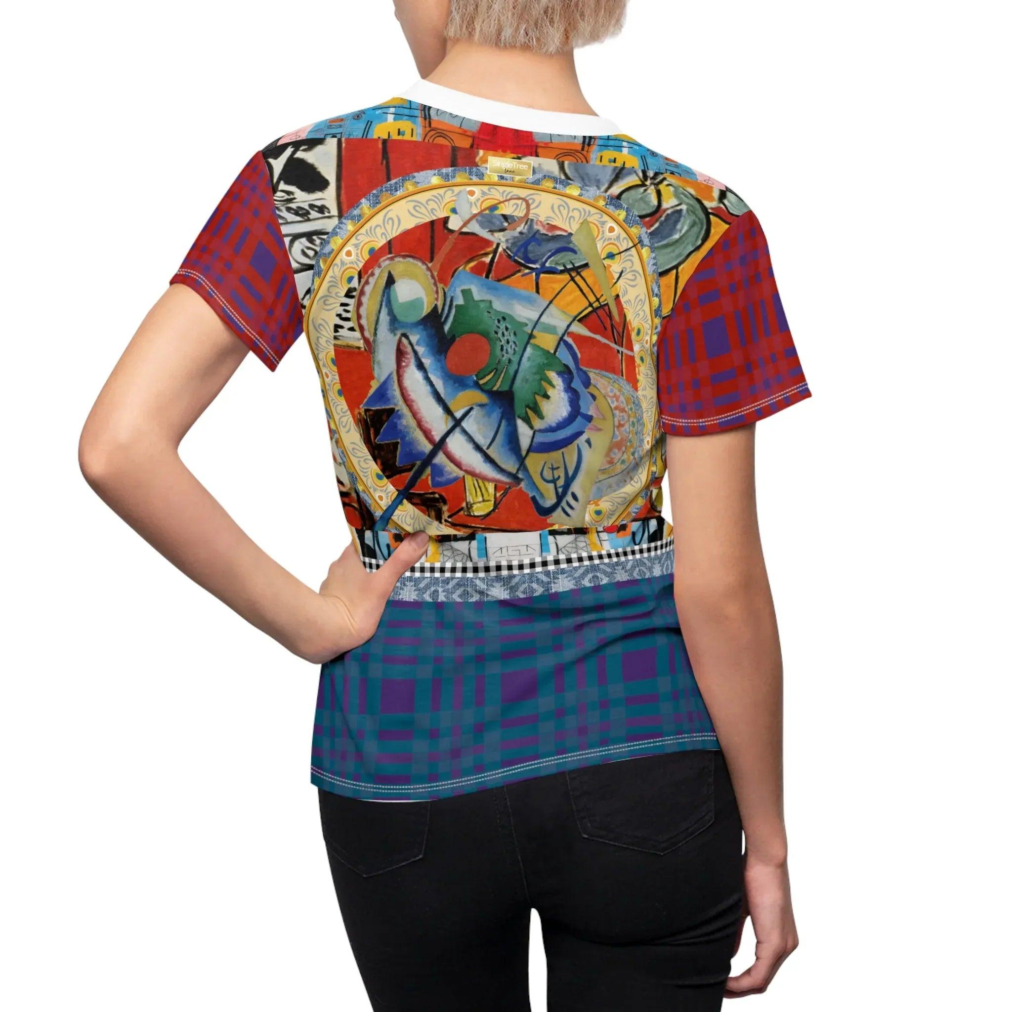 Red Oval in Denim and Gold Plate - Kandinsky - AOP Women&