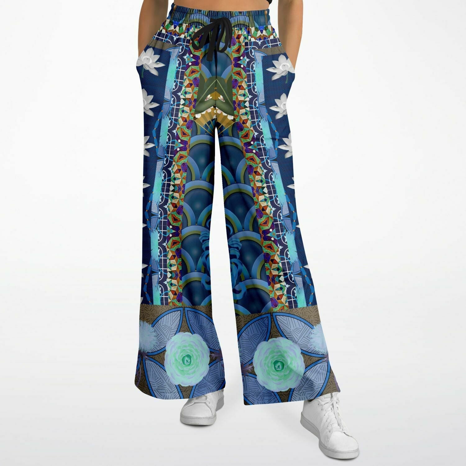 Dahlia Lama Lotus Flower Eco-Poly Wide Leg Pants