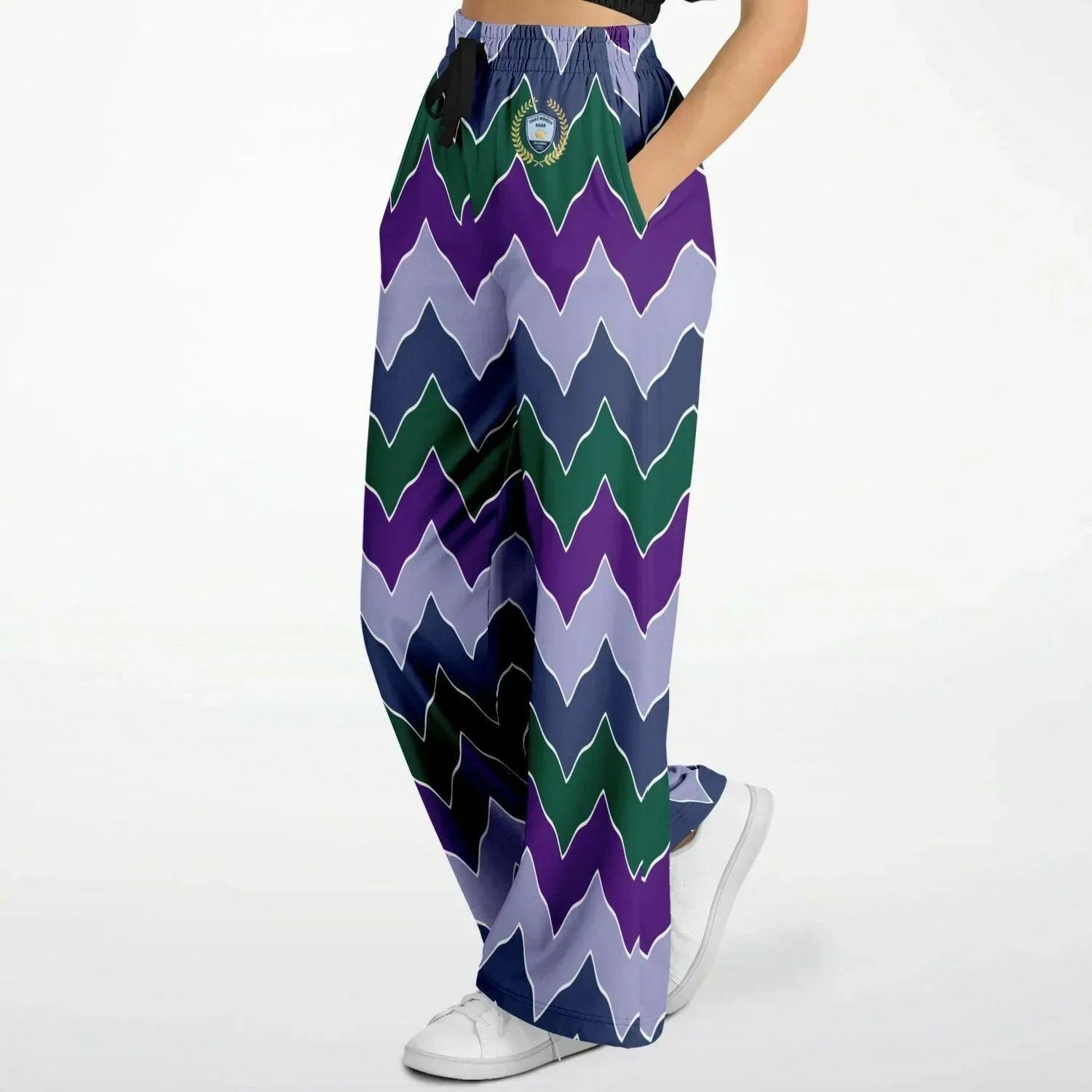 Purple Crush Chevron Flame Stripe Eco-Poly Wide Leg Pants