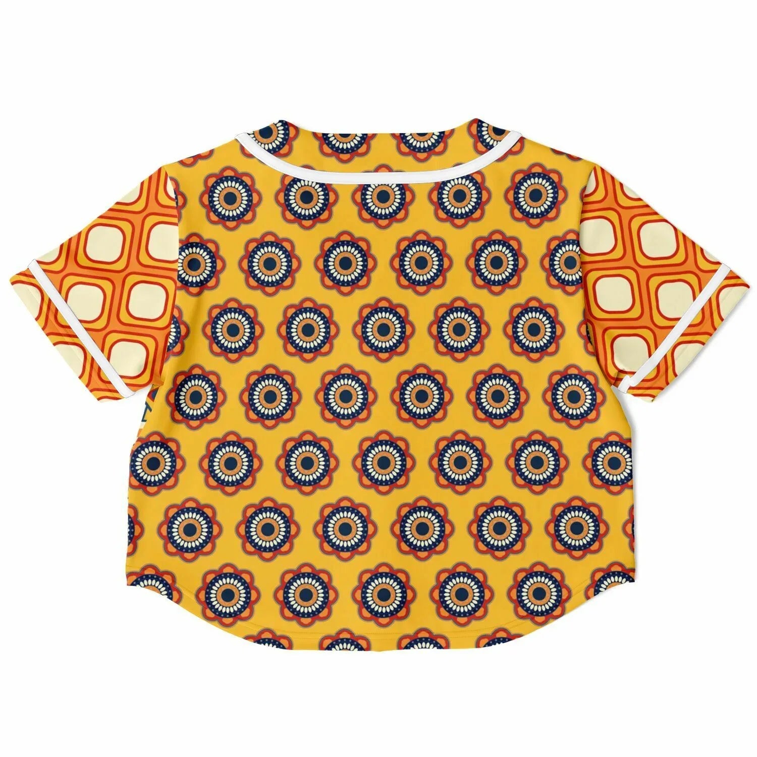 Gypsy Harvest Patchwork Eco-Poly Cropped Button Front Jersey