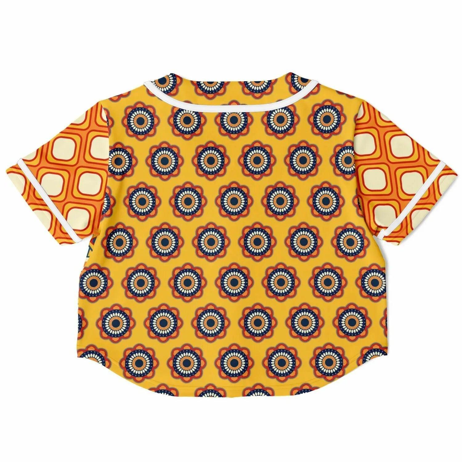 Gypsy Harvest Patchwork Eco-Poly Cropped Button Front Jersey