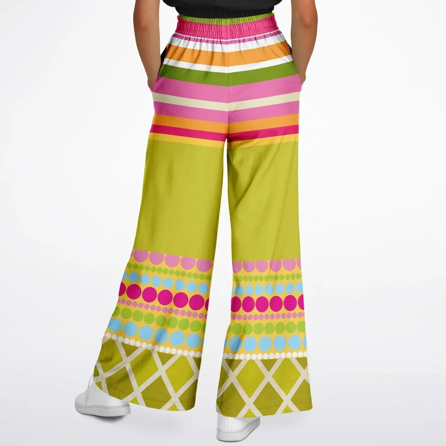 Hello Janis! Groove Stripe Eco-Poly Wide Leg Pants