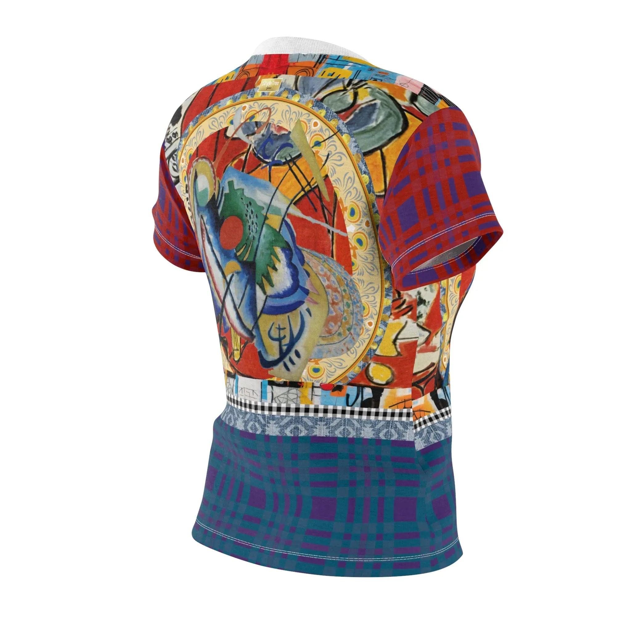 Red Oval in Denim and Gold Plate - Kandinsky - AOP Women&