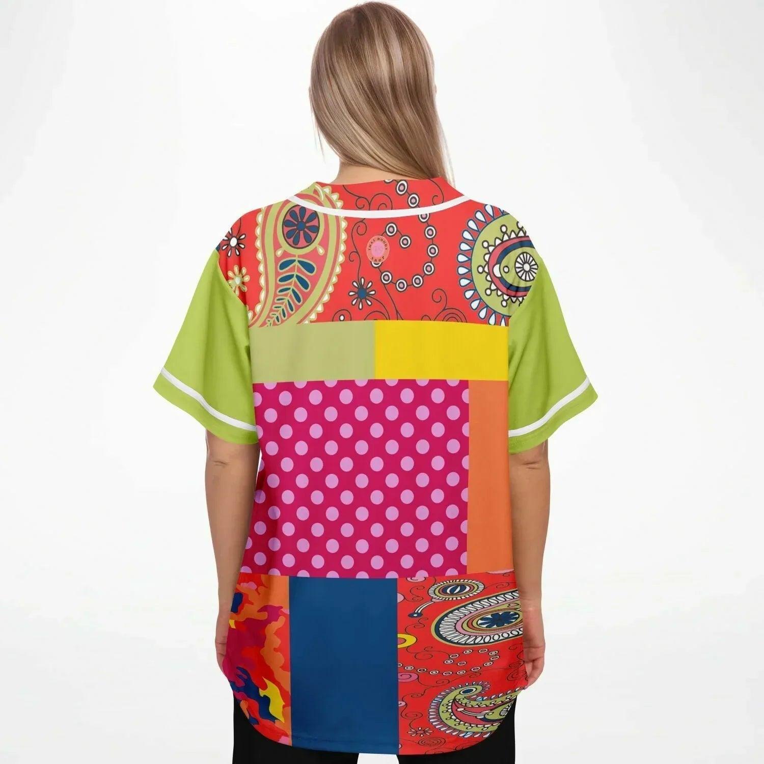 Chili Pepper Patchwork Eco-Poly Unisex Button Front Jersey