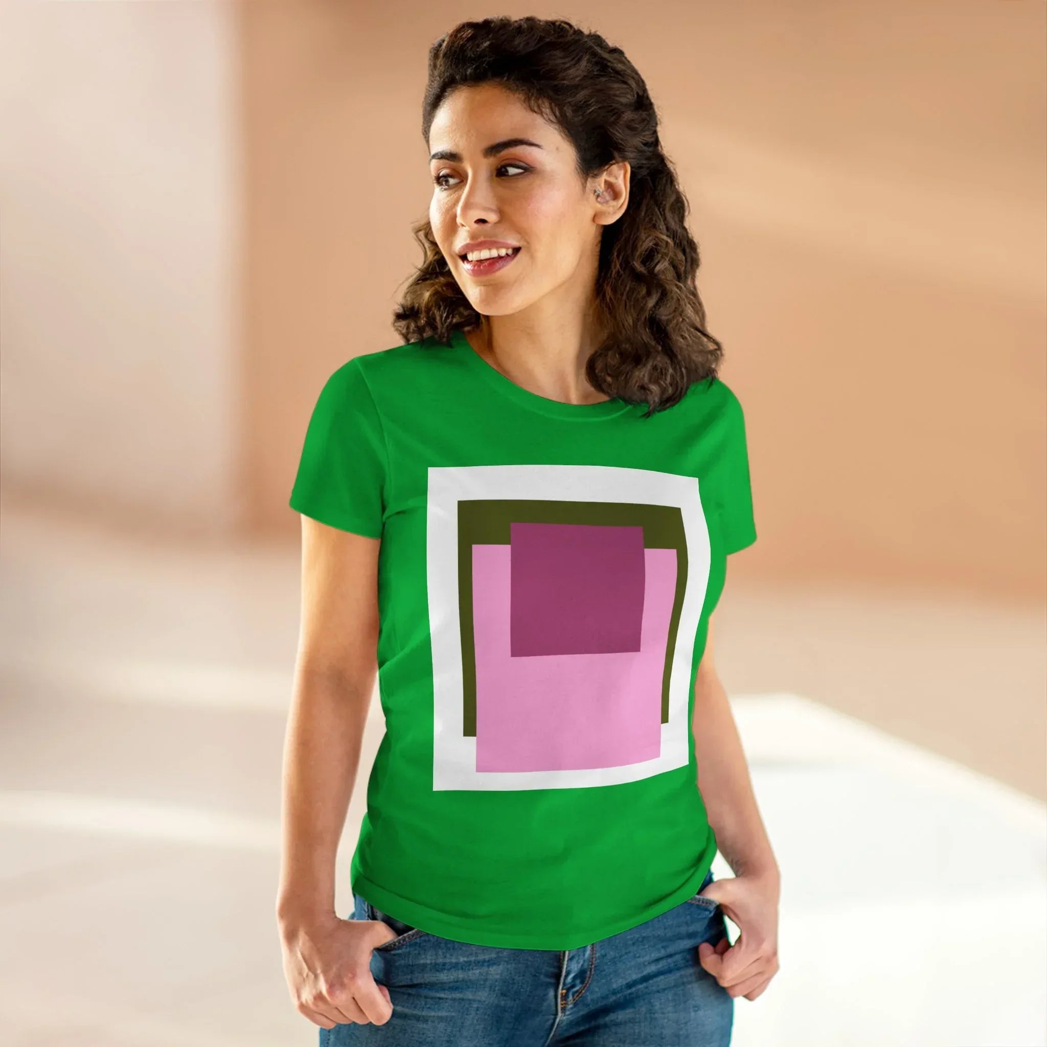 T-Shirt - Pink Rose Granny Quadruple Square Women&