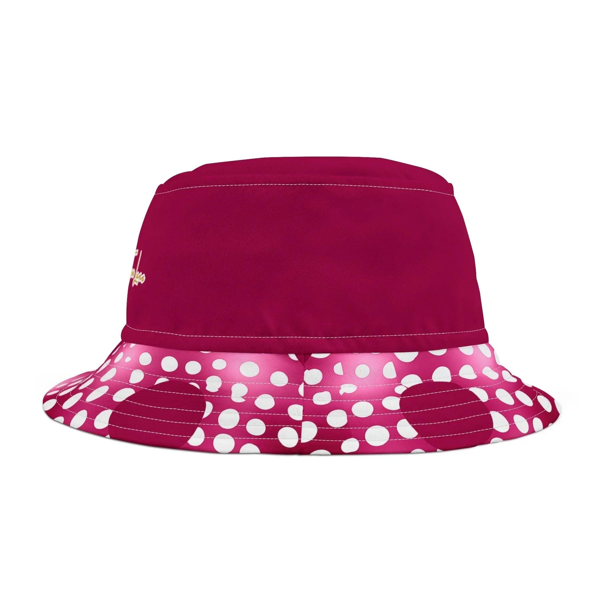 Pink Snowballs in Abstract Polka Dots Vibrant Bucket Hat
