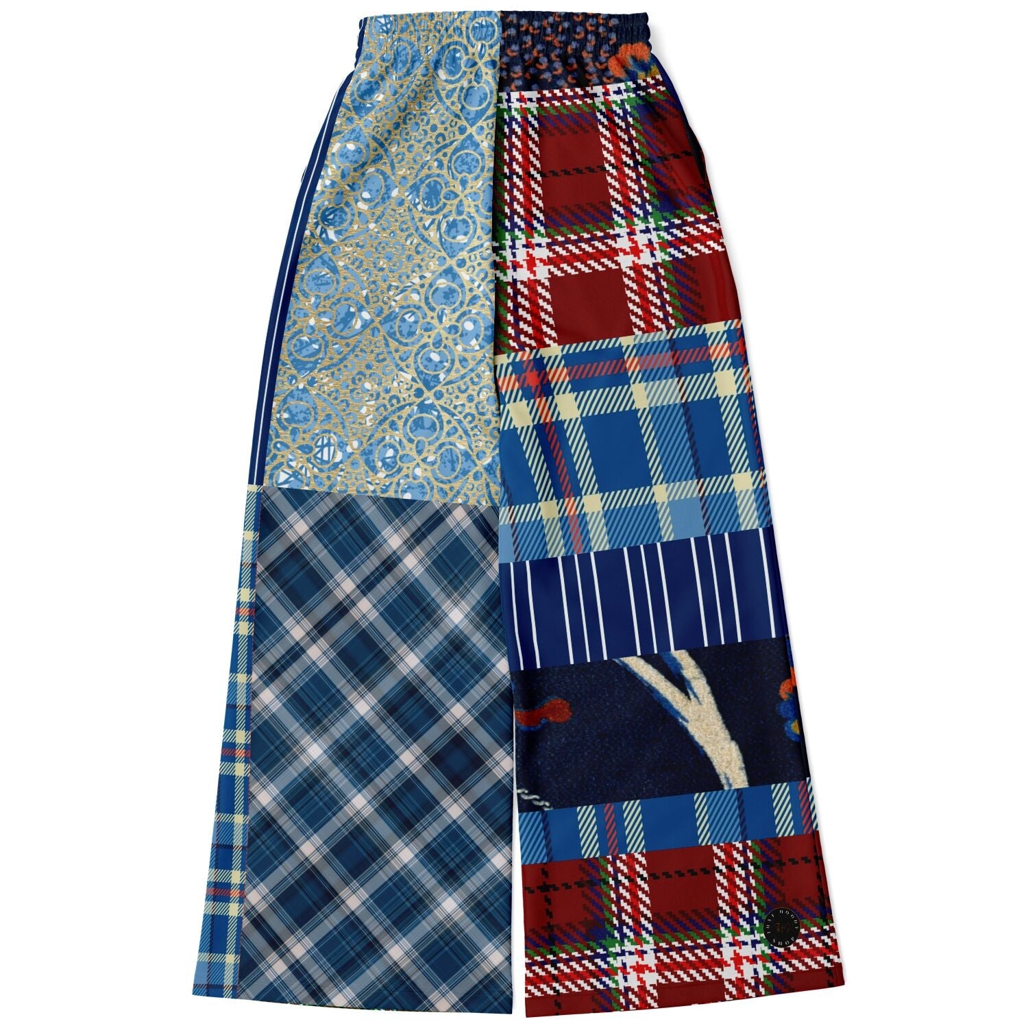 Andromeda Blue Hobo Patchwork Print Eco-Poly Wide Leg Pants