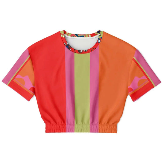 Chili Pepper Colorblock Trio Eco-Poly Short Sleeve Cropped Pullover