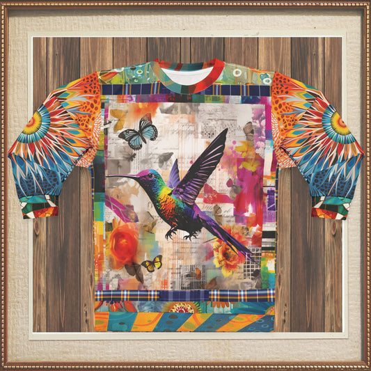 Hummingbird in Flight Rainbow Collage Unisex Sweatshirt (Gold Label)