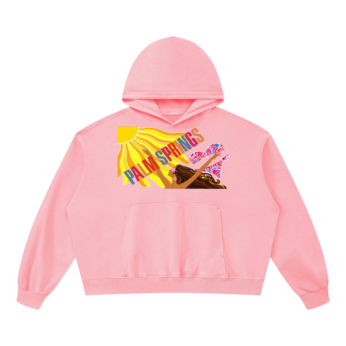 Here Comes the Sun Palm Springs Unisex Boxy Vintage Washed Hoodie