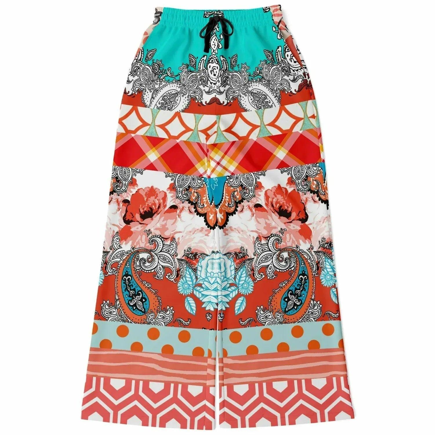 Coral Springs Hippie Patchwork Eco-Poly Patchwork Wide Leg Pants