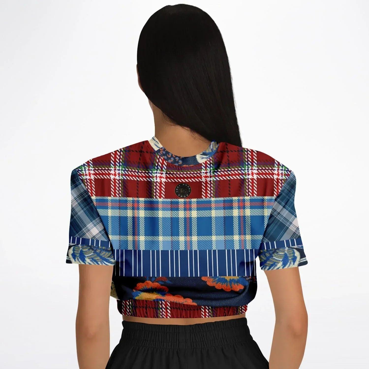 Andromeda Blue Plaid Cropped Sweater Pullover