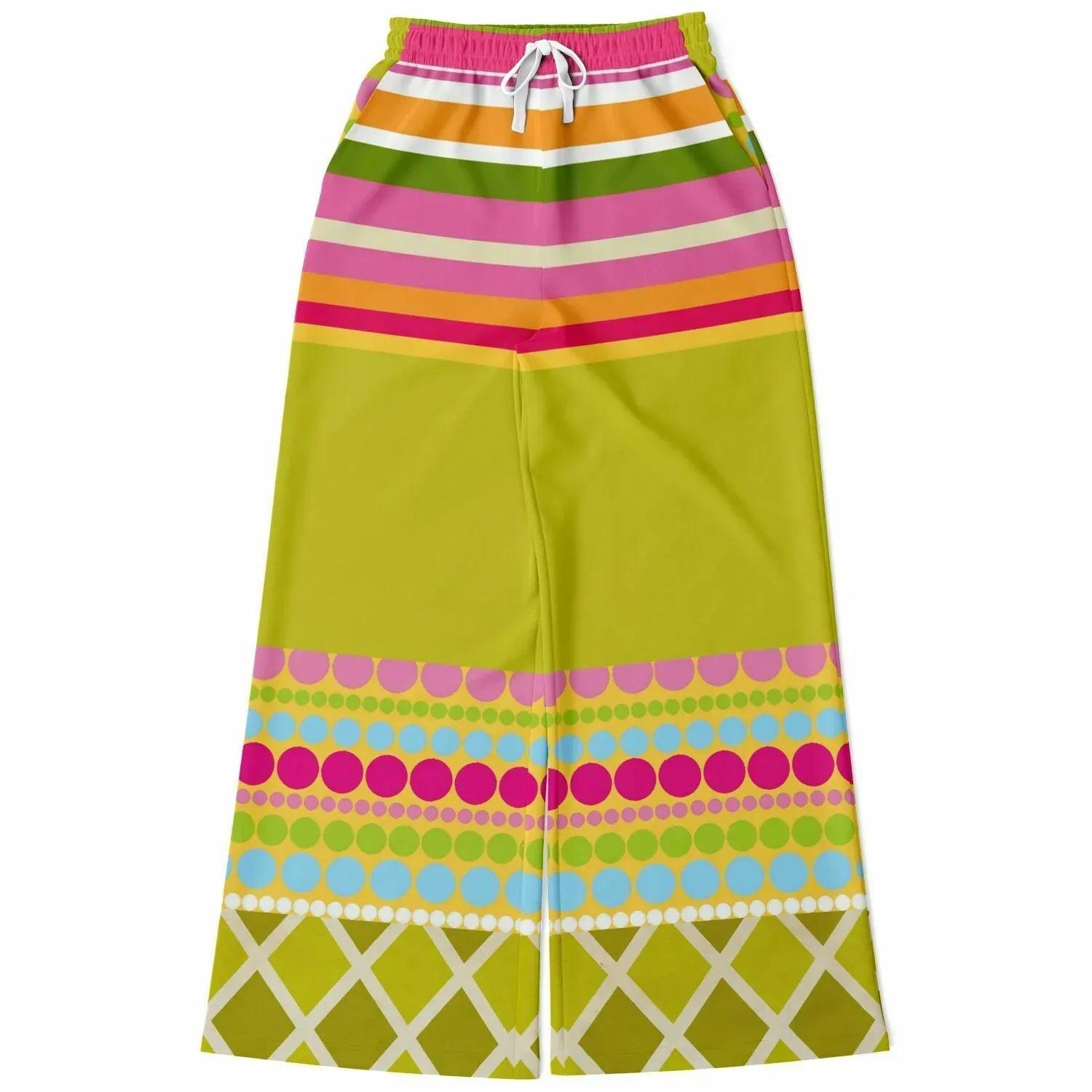 Hello Janis! Groove Stripe Eco-Poly Wide Leg Pants