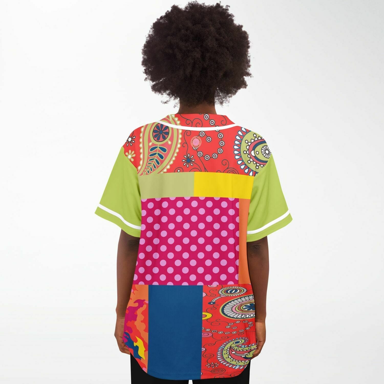 Chili Pepper Patchwork Eco-Poly Unisex Button Front Jersey