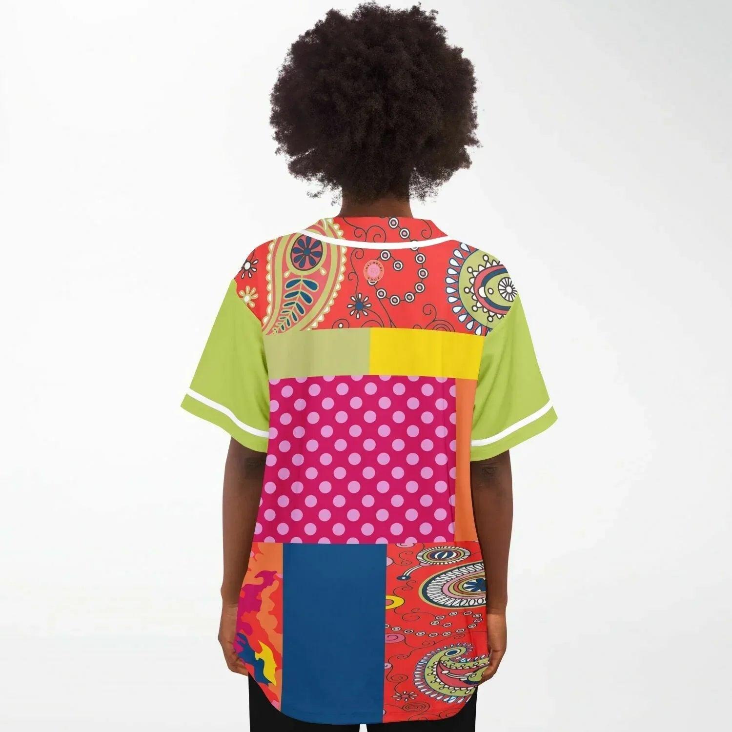 Chili Pepper Patchwork Eco-Poly Unisex Button Front Jersey