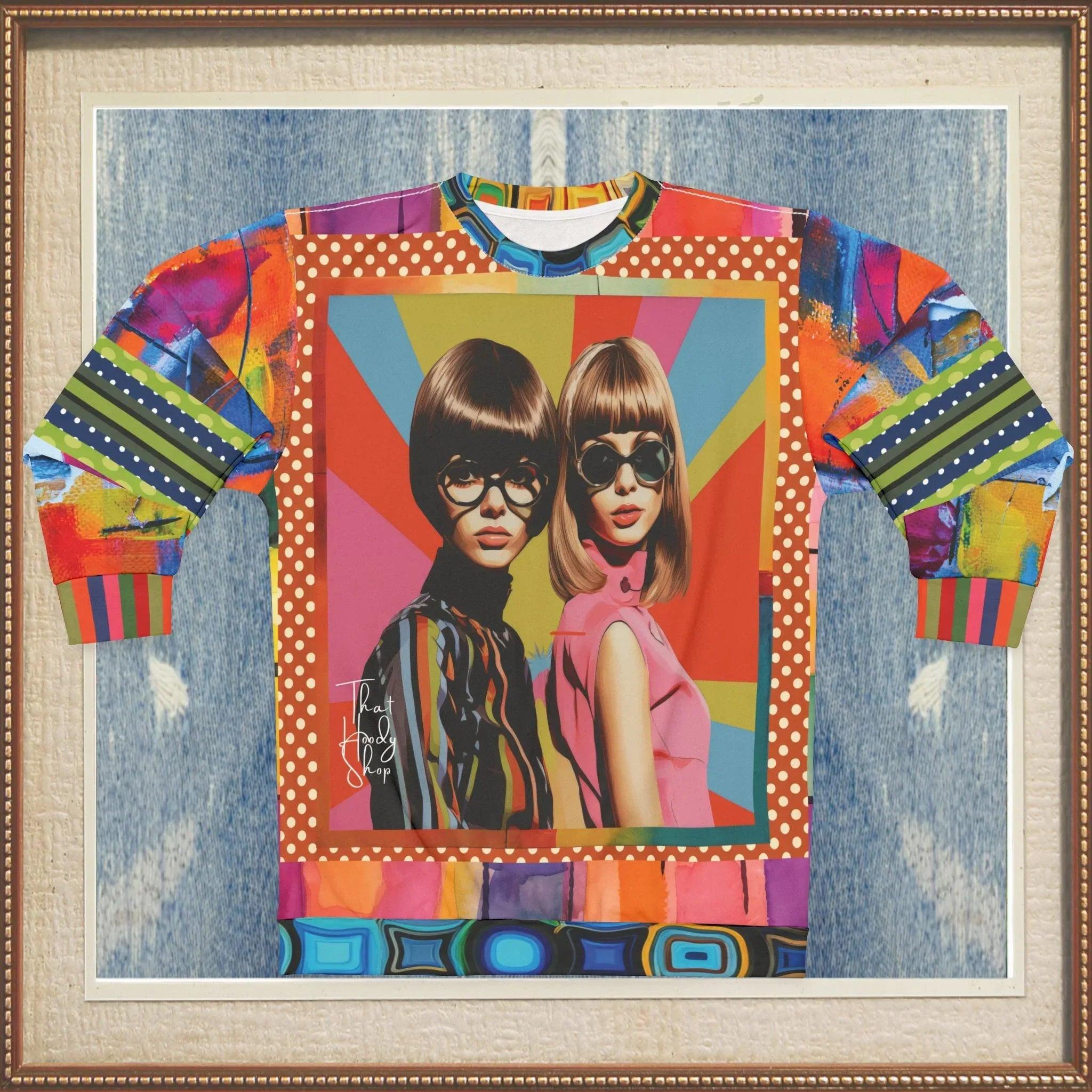 Beatnik Girls - Rainbow Flash Hippie Abstract Print Unisex Sweatshirt (Gold Label)