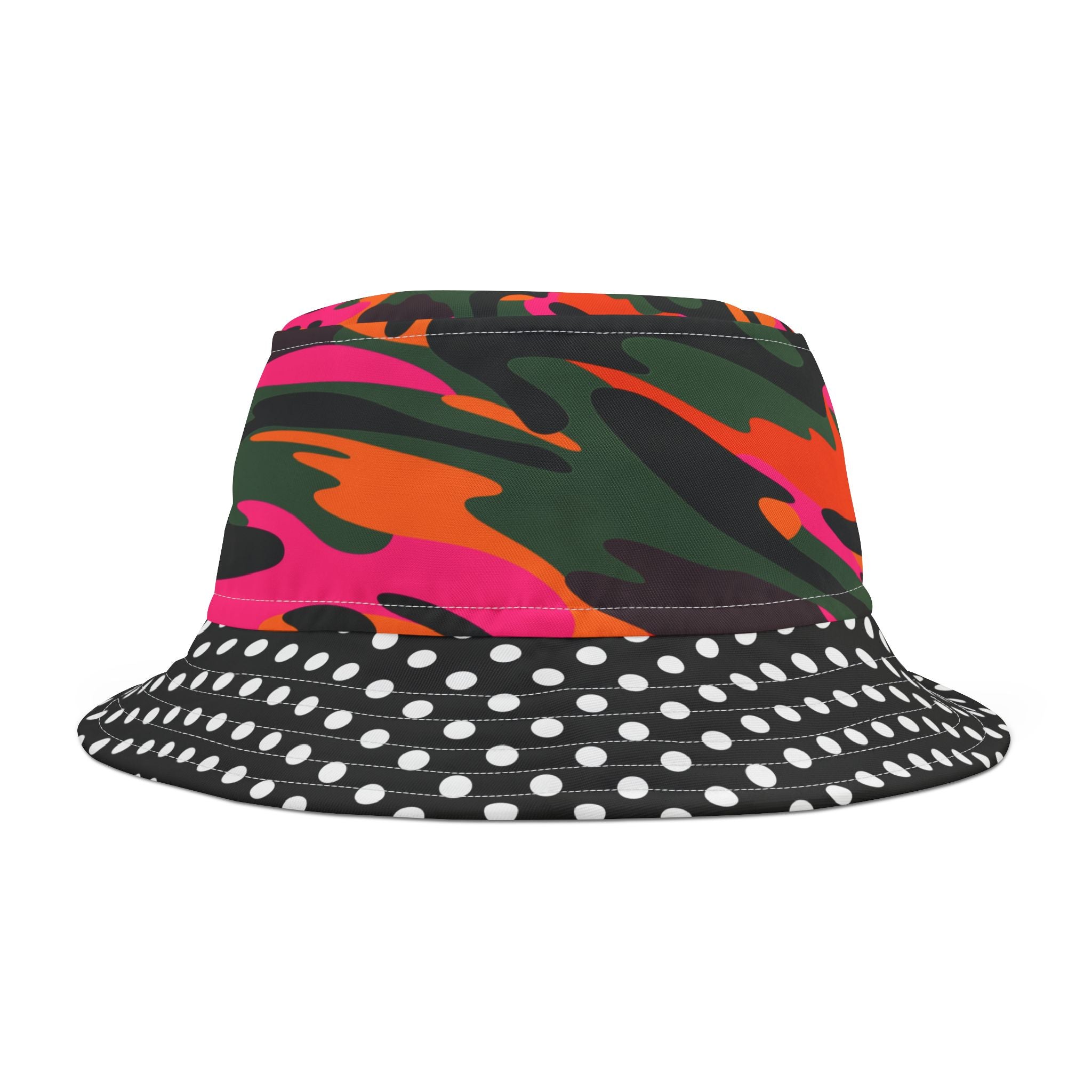 Just a Monday Dayglo Camouflage Polka Dot Vibrant Bucket Hat