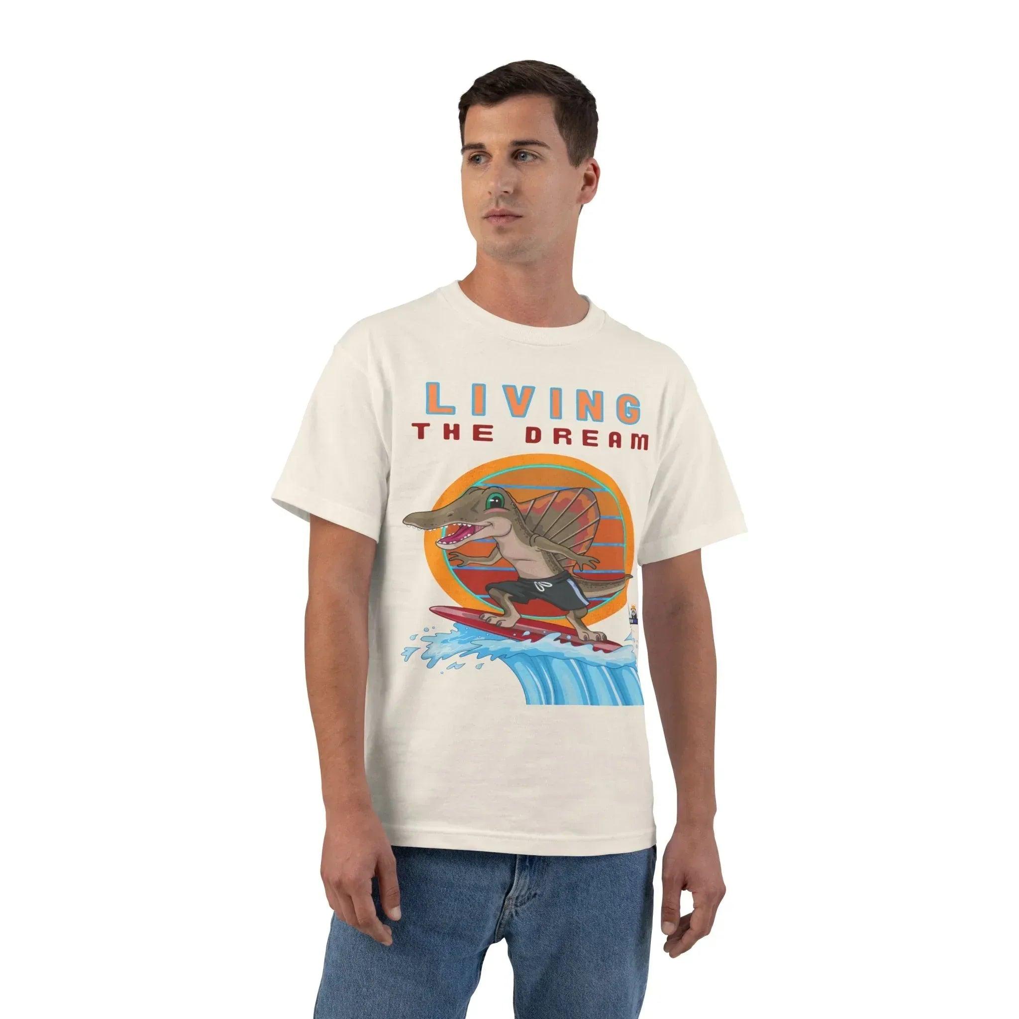 Living the Dream Dinosaur Surfer Heavyweight Tee