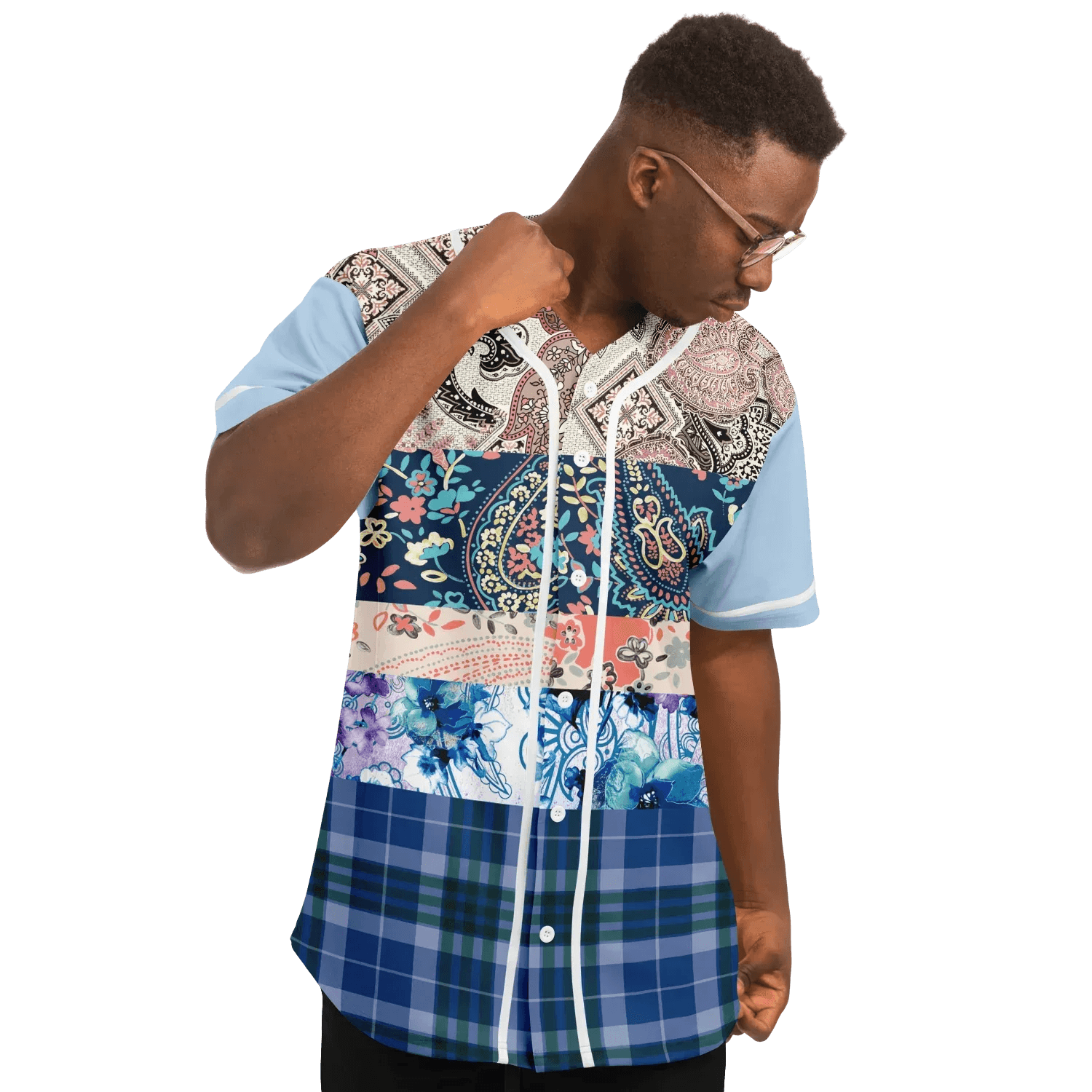 Dolores Park Paisley Print Short Sleeve Eco-Poly Baseball Jersey