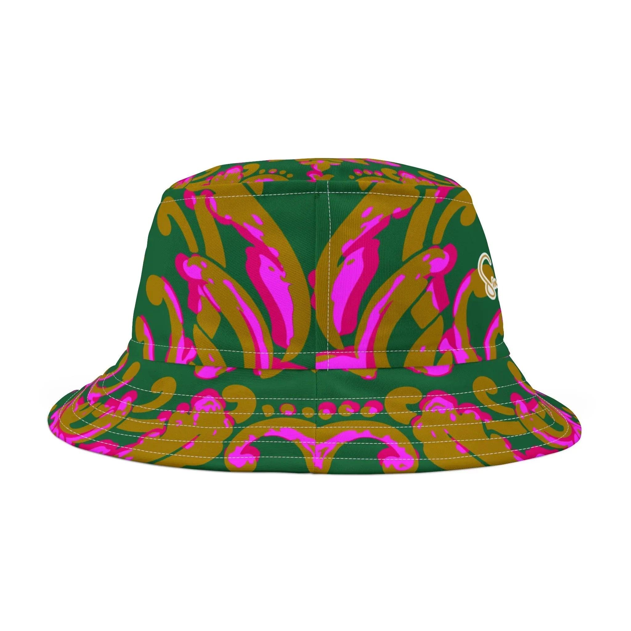 Fleur de Lis in Pink and Green Vibrant Bucket Hat