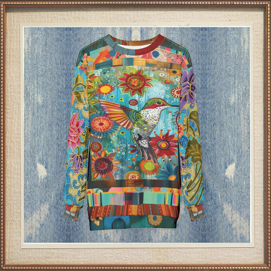Hummingbird in Blue Tin Unisex Sweatshirt (Gold Label)