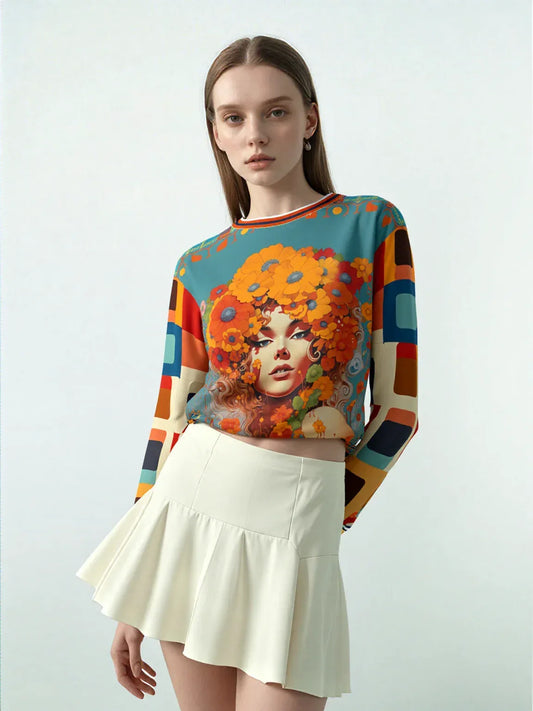 70s Girl in Bed of Flowers Unisex Sweatshirt (Gold Label)