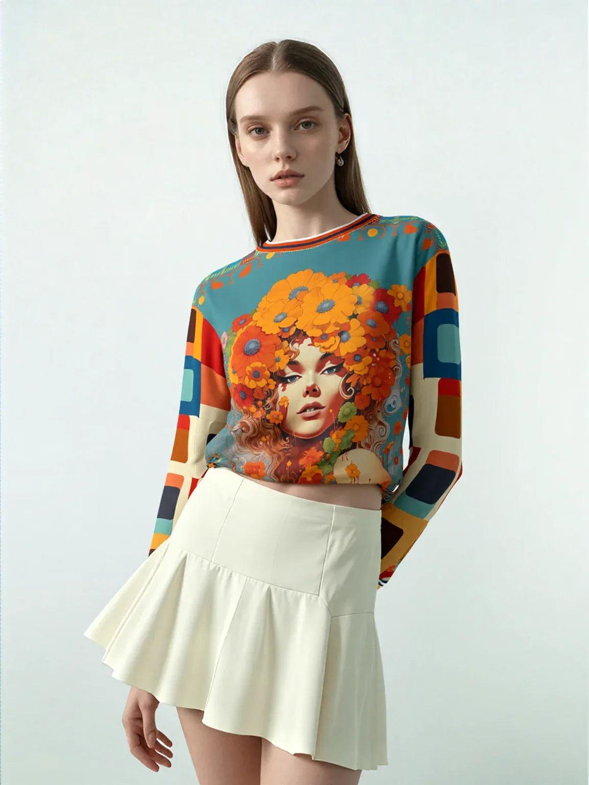 70s Girl in Bed of Flowers Unisex Sweatshirt (Gold Label)