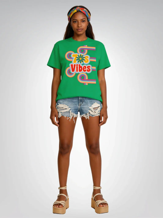 70s Hippie Vibes Rainbow Stripe Heavyweight Unisex Tee