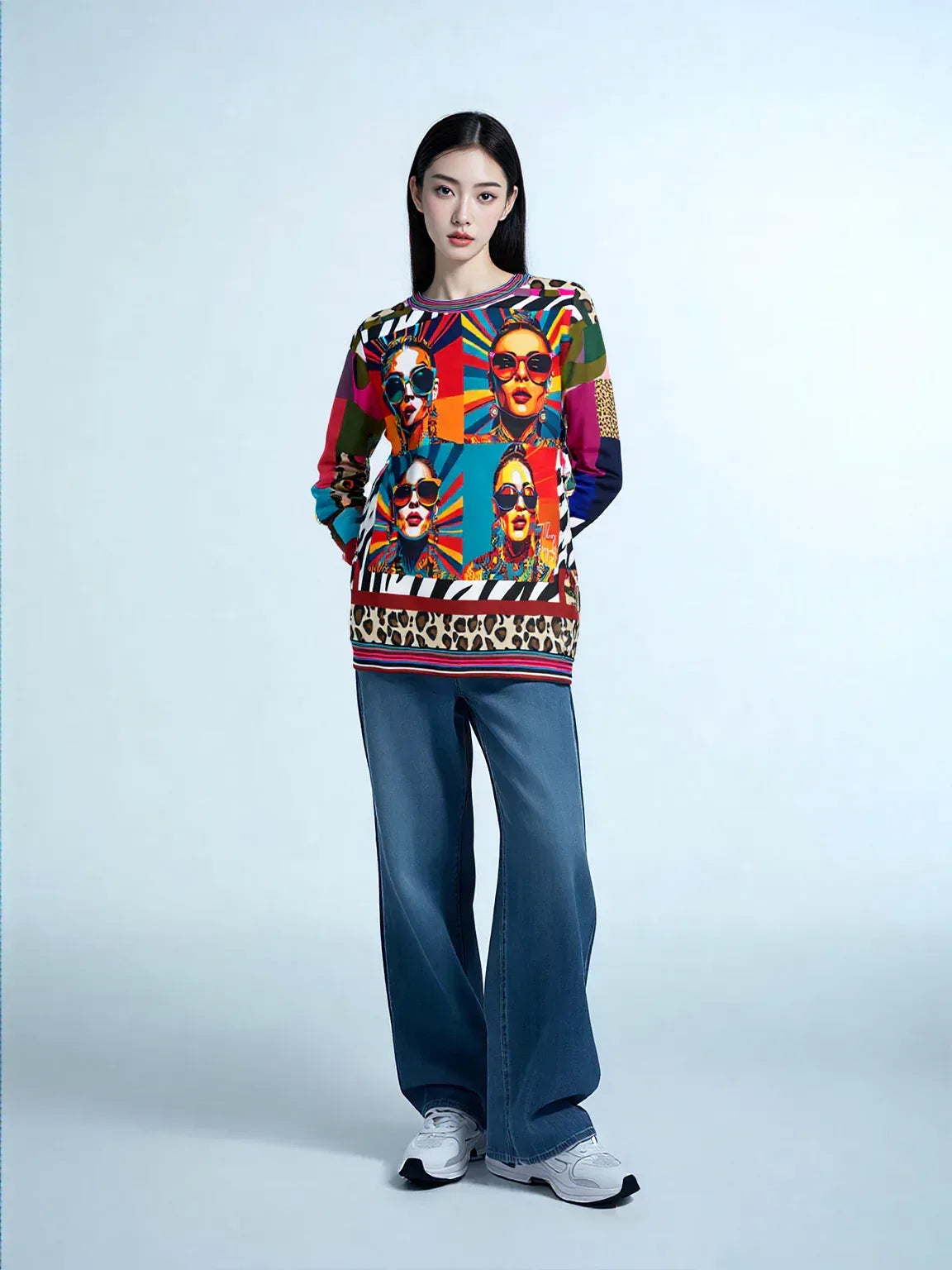 70s Rainbow Starburst Pop Star Colorblock Unisex Sweatshirt (Gold Label)